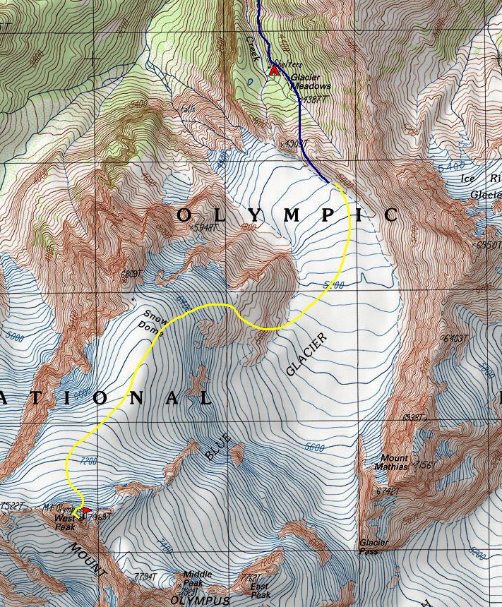 Mount Olympus climbing map