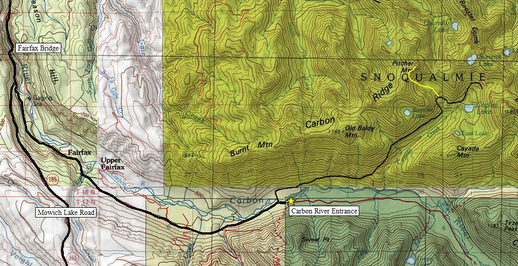Pitcher Peak access map