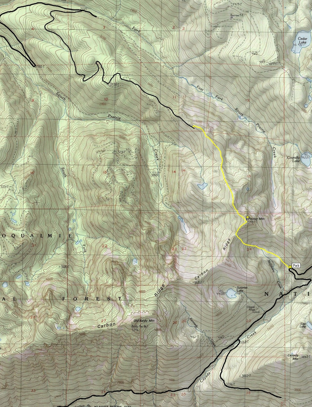 Pitcher Peak map