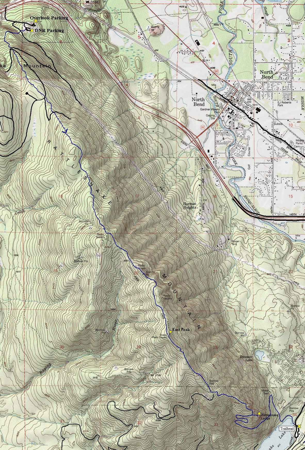 Rattlesnake Mountain trail map