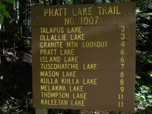 Pratt Lake Trail sign