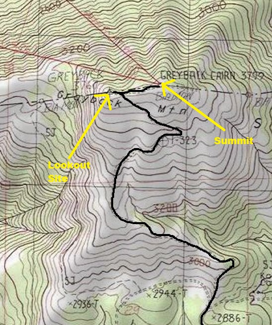 Grayback Mountain map