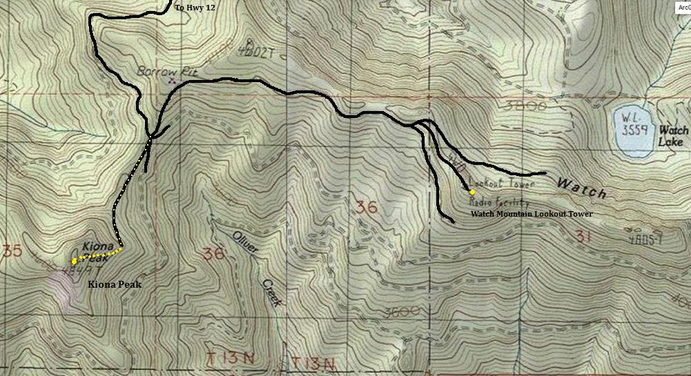 kiona peak map