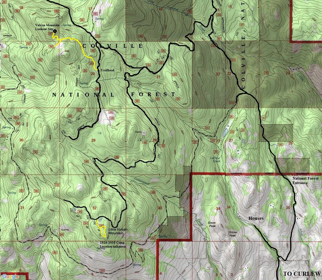 Little Vulcan Mountain Map