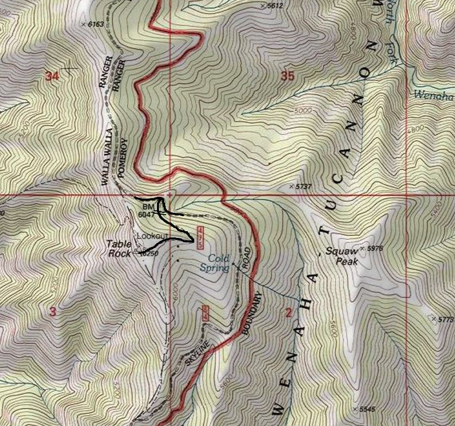 table rock lookout map