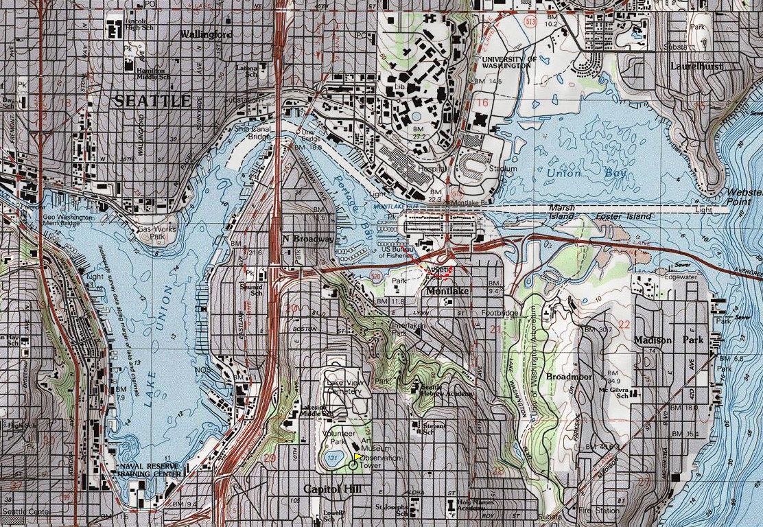 Lake Union topo map