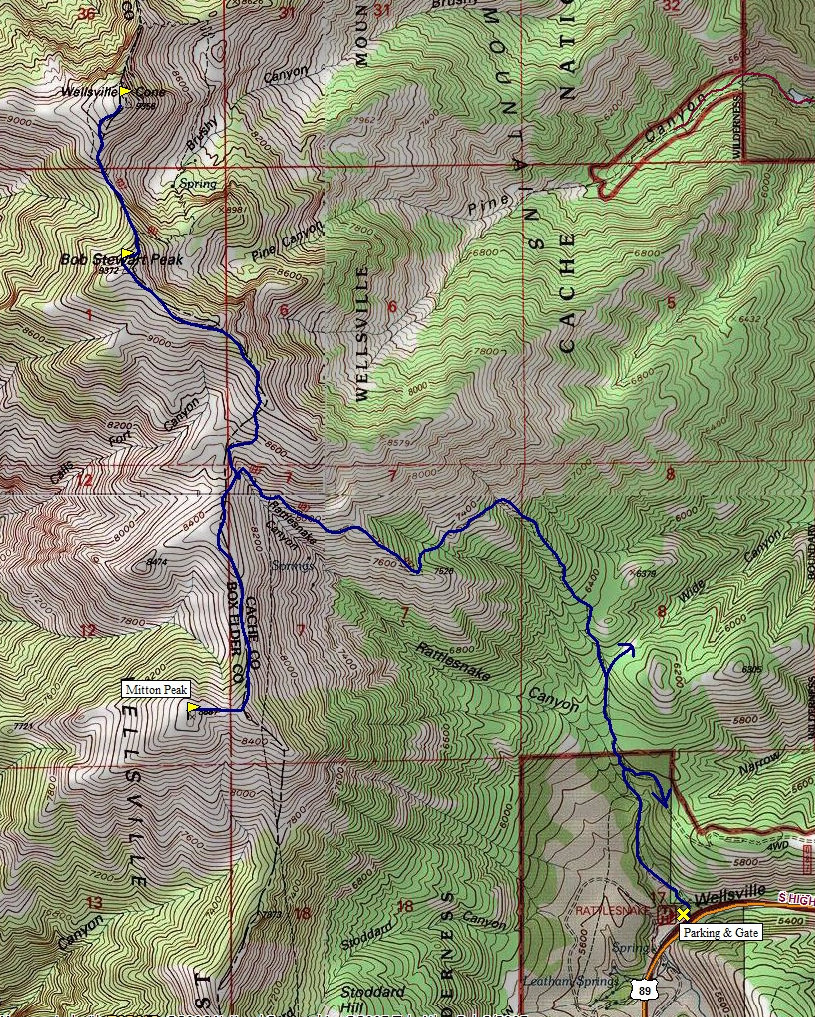 Box Elder Peak Map