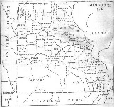Missouri county map 1834