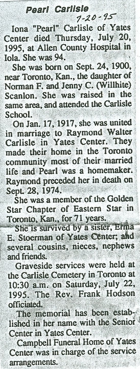 Pearl Carlisle obituary