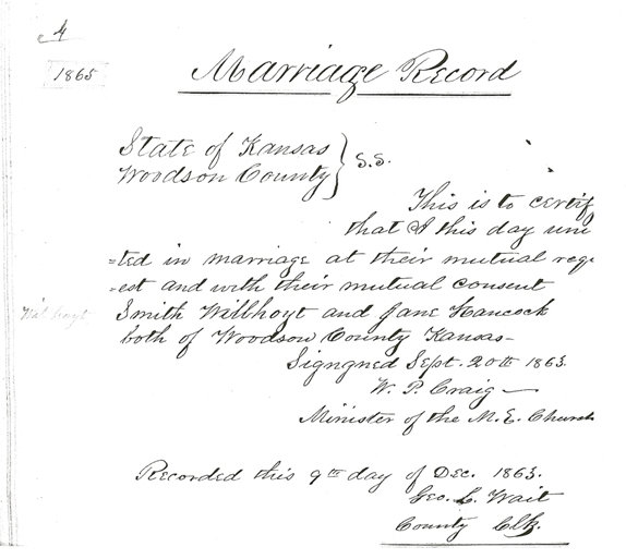 willhite marriage record