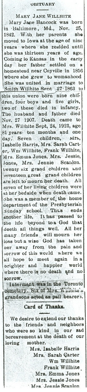 Mary Jane Hancock obituary