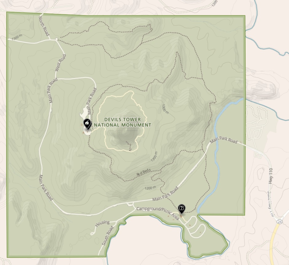 devils tower national monument map
