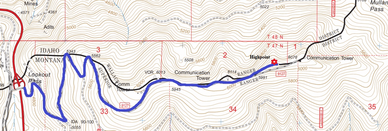 lookout pass map