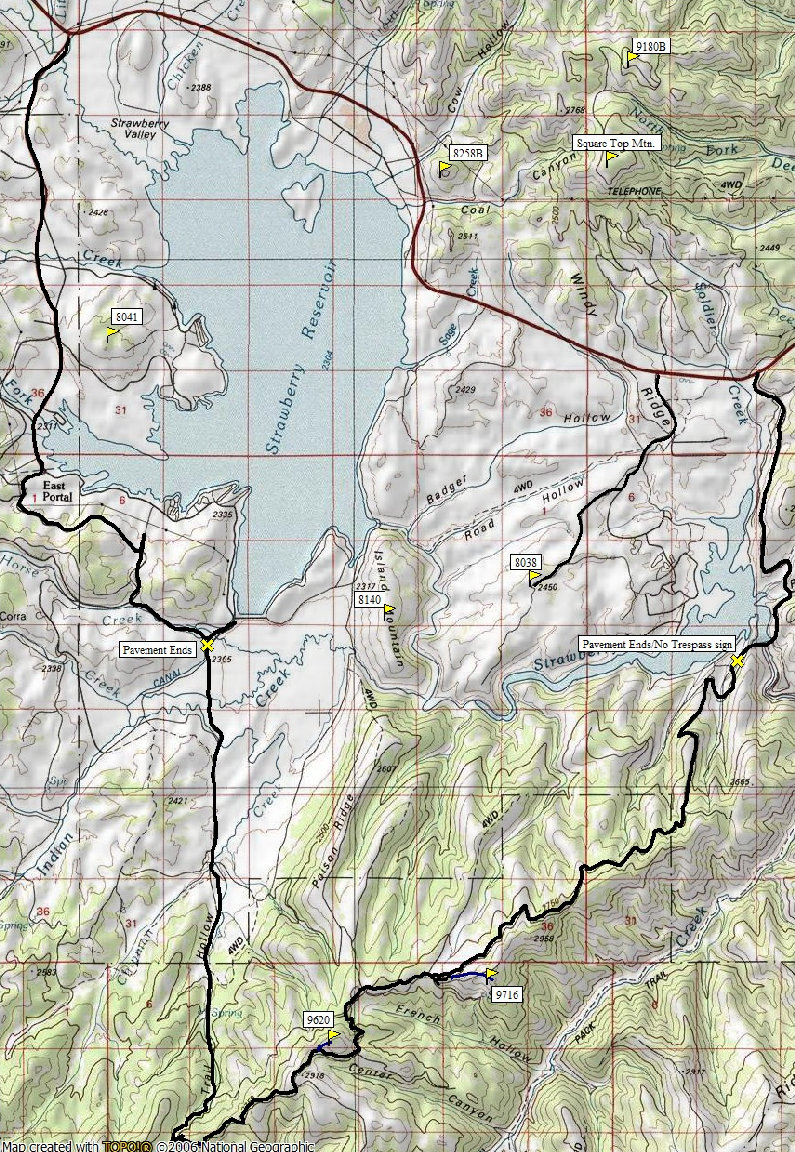 Strawberry Reservoir hiking map