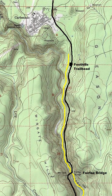 Fairfax Bridge Foothills Trail map