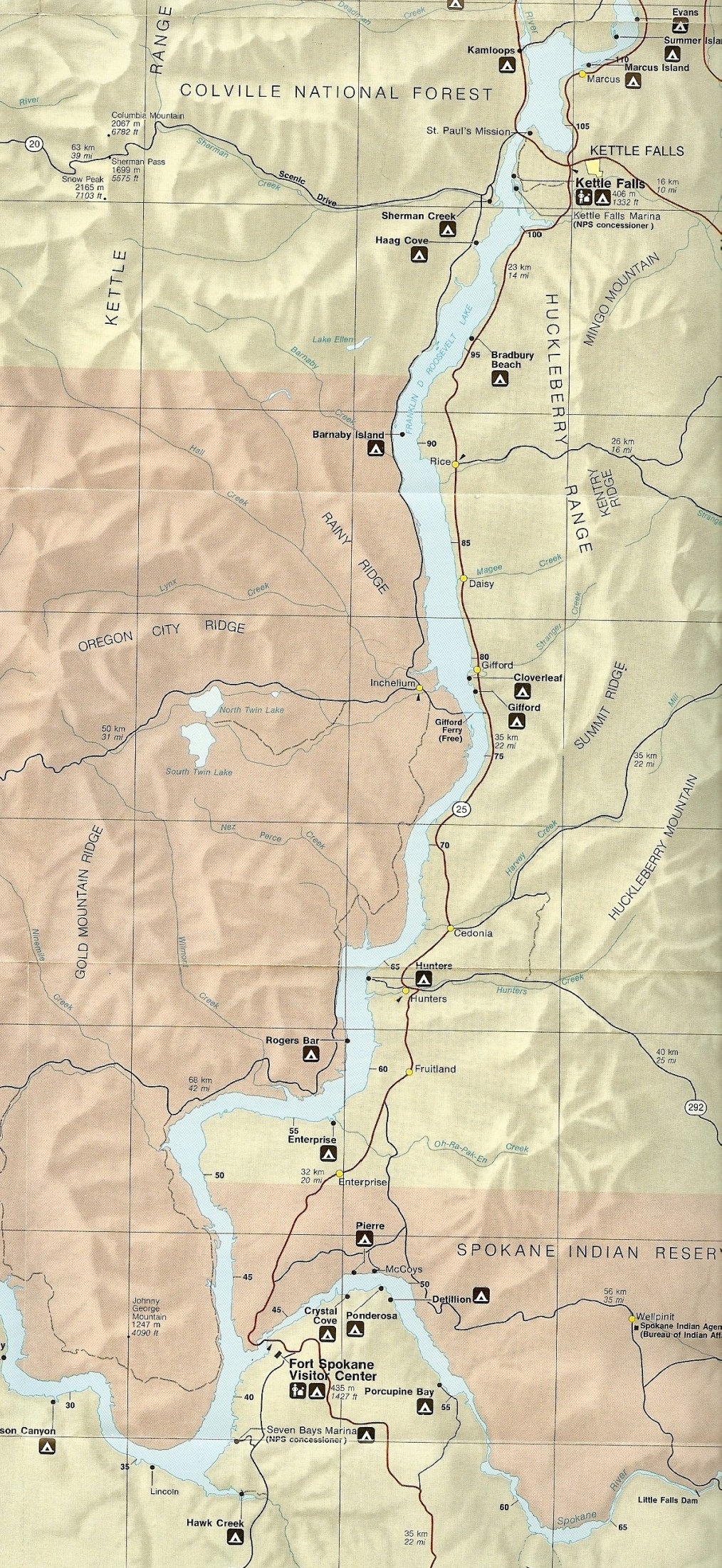 Lake Roosevelt Map